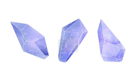Vector Aquarell Kristallkollektion auf weißem Hintergrund