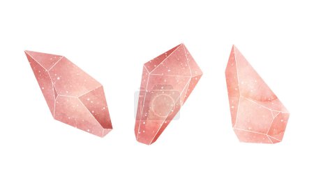 Vector watercolor crystal collection on white background
