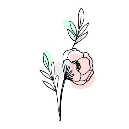 vector flat simple flower outline illustration