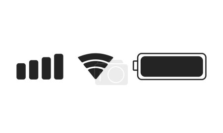 Nivel de exceso de vectores y batería y wi-fi. icono de estado de la barra telefónica