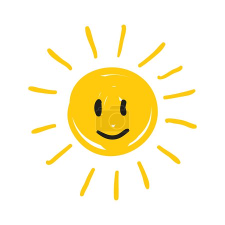 Vector shining sun smiling smiley face on white