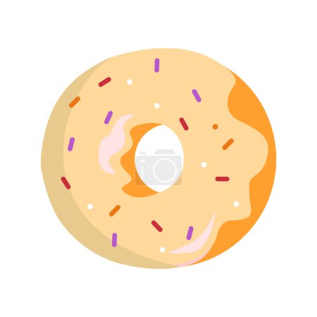 Ilustración de Donut de postre con salpicaduras sobre fondo blanco - Imagen libre de derechos