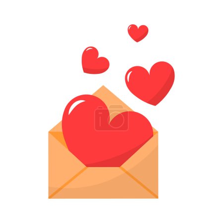 Vektor Valentinstag Herzen mit Umschlag auf weiß