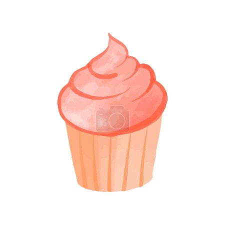 Illustration for Vector watercolor cupcake on white background - Royalty Free Image
