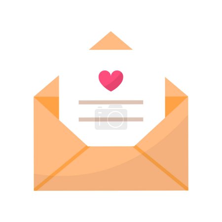 Open envelope with hearts illustration on white background