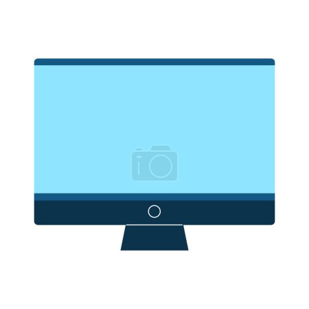 Illustration for PC computer monitor. Vector illustration of house elements. Cartoon style - Royalty Free Image