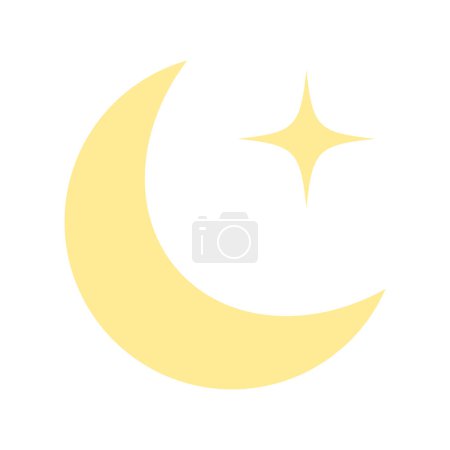 Mond und Sterne Nahaufnahme Symbol abstrakter Mond gelber Mond und Sterne isoliert auf weißem Hintergrund