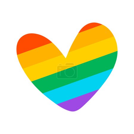 gay pride flat in heart shape illustration on white background