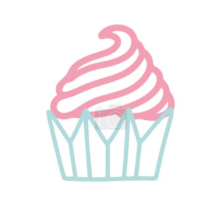 sweet cupcake icon hand drawn illustration