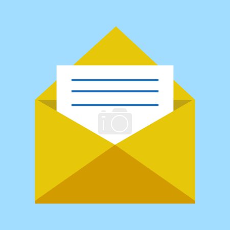 open envelope with letter. mail icon for computer, web and mobile app message symbol
