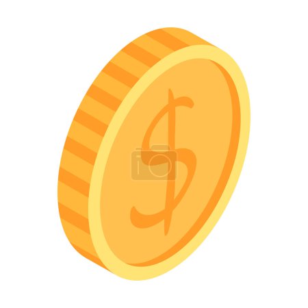 dollar coin icon isometric of dollar coin on white