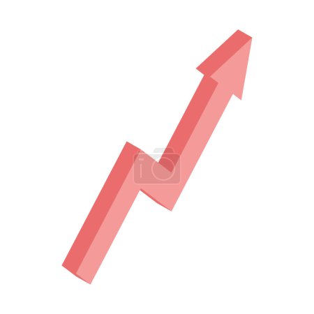 3d graph arrow up on white background