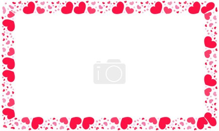 Illustration for Hand drawn hearts border and frame on white background - Royalty Free Image