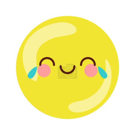 Illustration for Emoji smiling cartoon kawaii on white background - Royalty Free Image