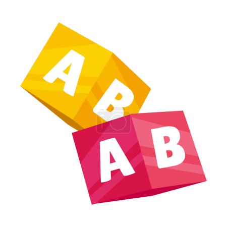 Téléchargez les illustrations : Alphabet couleur cubes abc avec lettres a b illustration isolée - en licence libre de droit