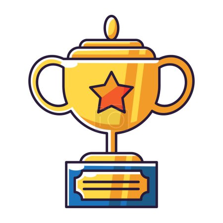 Shiny Golden Trophy with Star Illustration Cartoon Icon