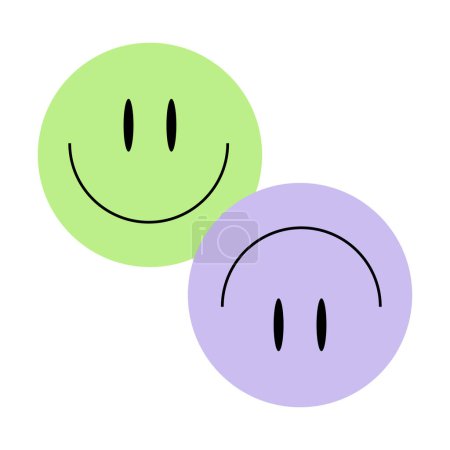 Hand drawn retro smiley emoji illustration