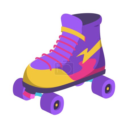 Purple skate pop art retro icon isolated