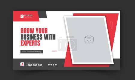 Corporate and business workshop promotion YouTube video thumbnail design in red color, editable modern and creative online gaming video thumbnail template, web banner, social media post, cover