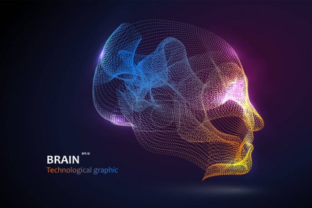 Illustration for Head graphic made of streamlined particles, vector illustration. - Royalty Free Image
