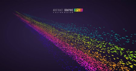 Illustration for Moving ribbons composed of countless colorful dots, vector graphics. - Royalty Free Image