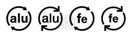 Photo for Aluminium and iron recycling code icon set. Metal recycling symbo icon set. Circular Iron and aluminium recycling symbols. Alu and Fe recycling codes 40 and 41 for industrial and factory usage. - Royalty Free Image