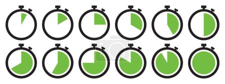 Photo for Stopwatch icon set in light green color. Stopwatch symbol set. Collection of timer icon set in light green color on white background. Countdown clock stopwatch, timer vector illustation. - Royalty Free Image
