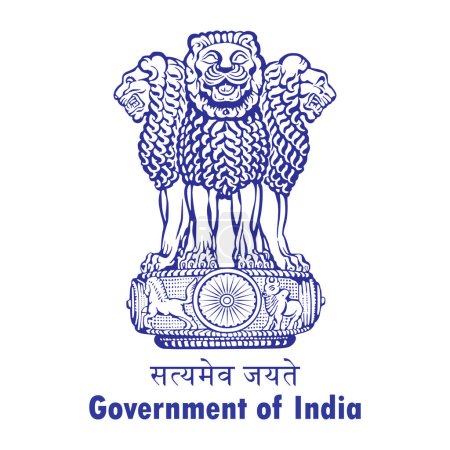 Photo for Ashok Pillar symbol icon blue. Satyamev jayete symbol . Government of India symbol icon in blue color (Emblem of India). Government of India Ashok Stambh symbol isolated on white background. - Royalty Free Image