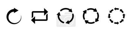 Kreisförmiges Recycling-Symbol in schwarzer Farbe. Kreis-Recycling-Pfeil-Symbol gesetzt. Kreisförmig recyceln, wiederverwenden, neu laden, aktualisieren, wiederholen Symbol in schwarzer Farbe auf weißem Hintergrund isoliert eingestellt.