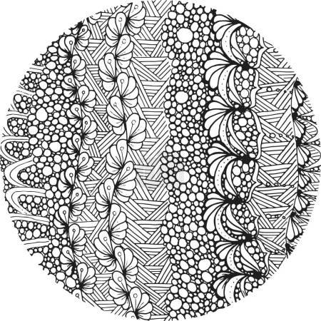 Foto de Patrón de ornamento floral en blanco y negro en un círculo - Imagen libre de derechos