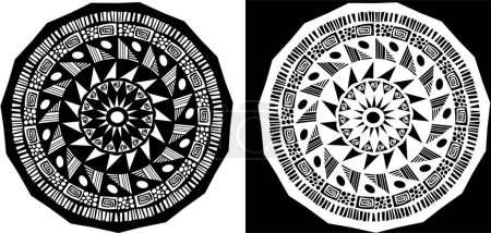 Foto de Imagen en blanco y negro de diseño circular sobre fondo blanco y negro. Mandala blanco y negro en vector sobre fondo blanco y negro - Imagen libre de derechos