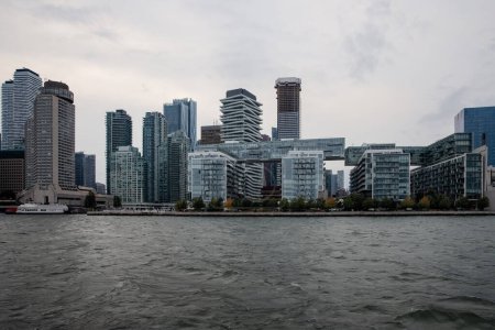Skyscrapers in Downtown Toronto. View from Lake Ontario, Canada.
