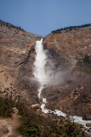 Takakkaw Falls is the tallest waterfall in the Canadian Rockies. British Columbia, in Canada.