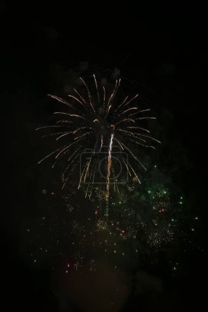 Canada Day, beautiful fireworks in the night sky. Toronto, Canada. 