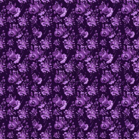 Illustration for Summer autumn flowers textile collection and jeans flowers seamless background - Royalty Free Image