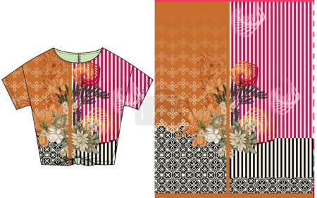 Téléchargez les illustrations : Textile Digital Design Tissu Imprimer Fond d'écran Stock shirt design - en licence libre de droit