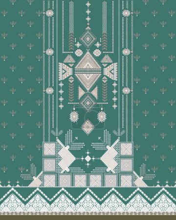 Illustration for Textile Kurti Design, Digital Printing Design, Pakistani Women Suits Design For Print - Royalty Free Image