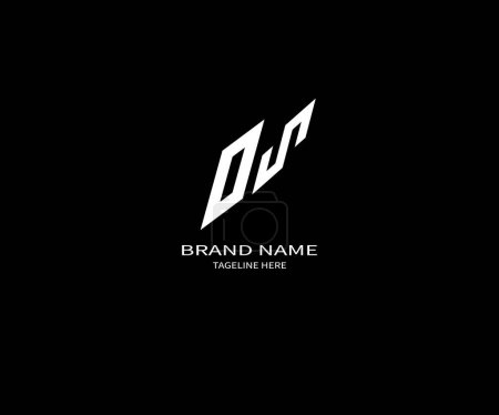 Abstract DS letter logo. black background.