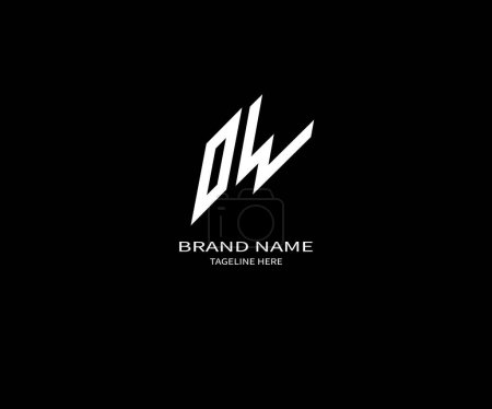 Logotipo abstracto de la letra DW. fondo negro.