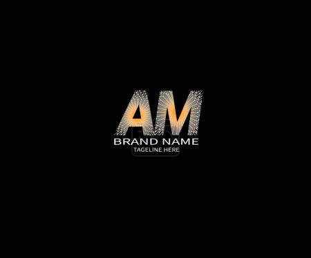 Abstract AM letter logo Design. With black background