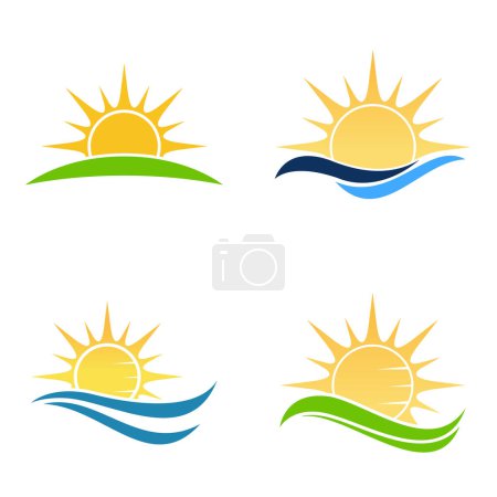 Illustration for Sun illustration set logo vector icon template - Royalty Free Image