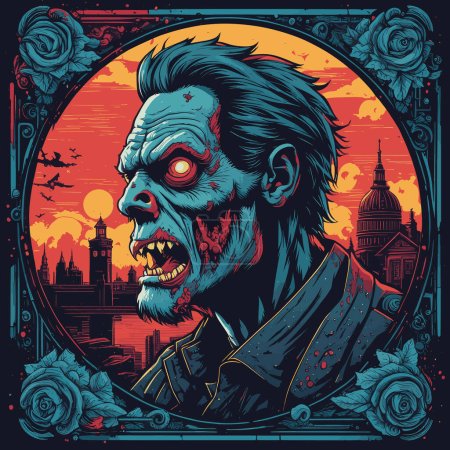 Illustration for Striking Undead Art Vector Zombie Illustration for your work's logos, T-shirt merchandise, stickers, label designs, posters, greeting cards, and advertising for business entities or brands. - Royalty Free Image