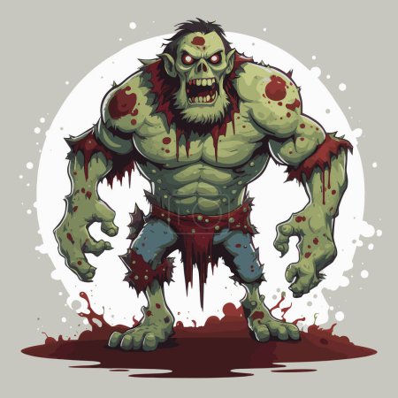 Illustration for Fantasy cartoon art giant zombie illustration for your work's logos, T-shirt merchandise, stickers, label designs, posters, greeting cards, and advertising for business entities or brands. - Royalty Free Image