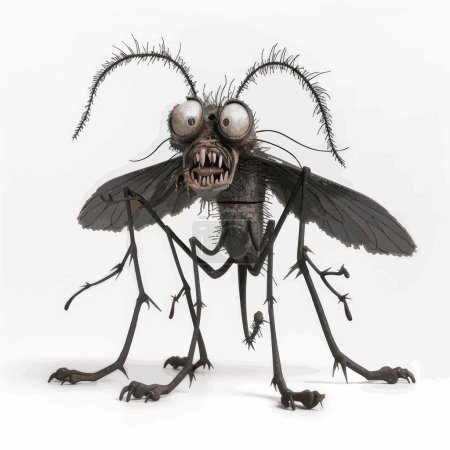 Verschönern Sie Ihre Entwürfe mit einer fröhlichen Mücken-Cartoon-Vektor-Illustration vor einem makellosen weißen Hintergrund. Dieser verspielte und lebendige Charakter fängt die Essenz einer summenden Mücke auf eine skurrile und charmante Weise ein. Mit seinem dynamischen Kolo