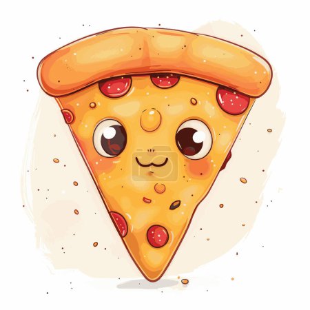 Illustration for Charming and vibrant vector illustration of a playful pizza cartoon character for a lighthearted t-shirt design for your work's logos, T-shirt merchandise, stickers, label designs, posters, greeting cards, and advertising for business entities or bra - Royalty Free Image