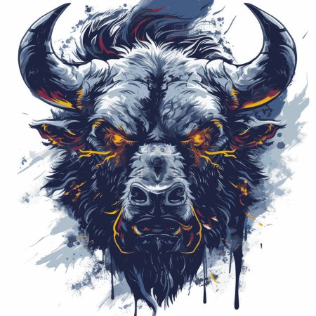 Vibrantly colored illustration of a ferocious monstrous animal with imposing presence for your work's logos, T-shirt merchandise, stickers, label designs, posters, greeting cards, and advertising for business entities or brands