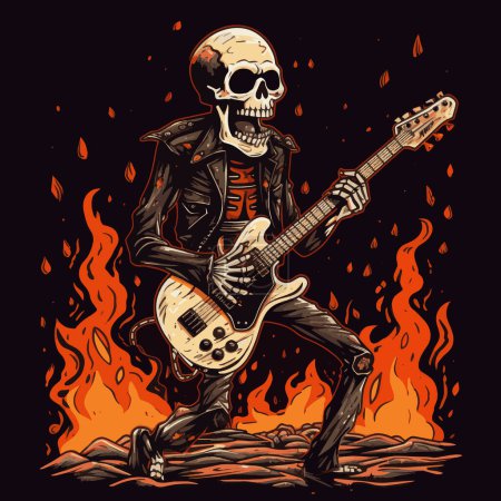 Illustration for Skeleton Rock N Roll Music Vector Illustration for your work's logos, T-shirt merchandise, stickers, label designs, posters, greeting cards, and advertising for business entities or brands - Royalty Free Image
