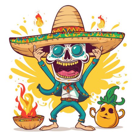 Illustration for Cinco de mayo festive cartoon caracter happy illustration for your work's logos, T-shirt merchandise, stickers, label designs, posters, greeting cards, and advertising for business entities or brands - Royalty Free Image