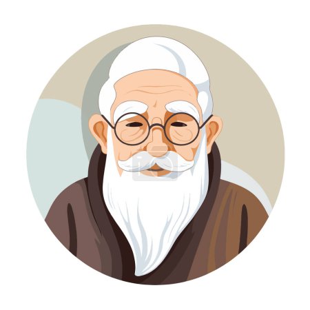 Illustration for Character of an elderly individual symbolizing wisdom and maturity for your work's logos, T-shirt merchandise, stickers, label designs, posters, greeting cards, and advertising for business entities or brands. - Royalty Free Image