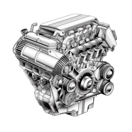 Illustration for Low Detail V8 Motor Engine Front View for your work's logos, T-shirt merchandise, stickers, label designs, posters, greeting cards, and advertising for business entities or brands. - Royalty Free Image